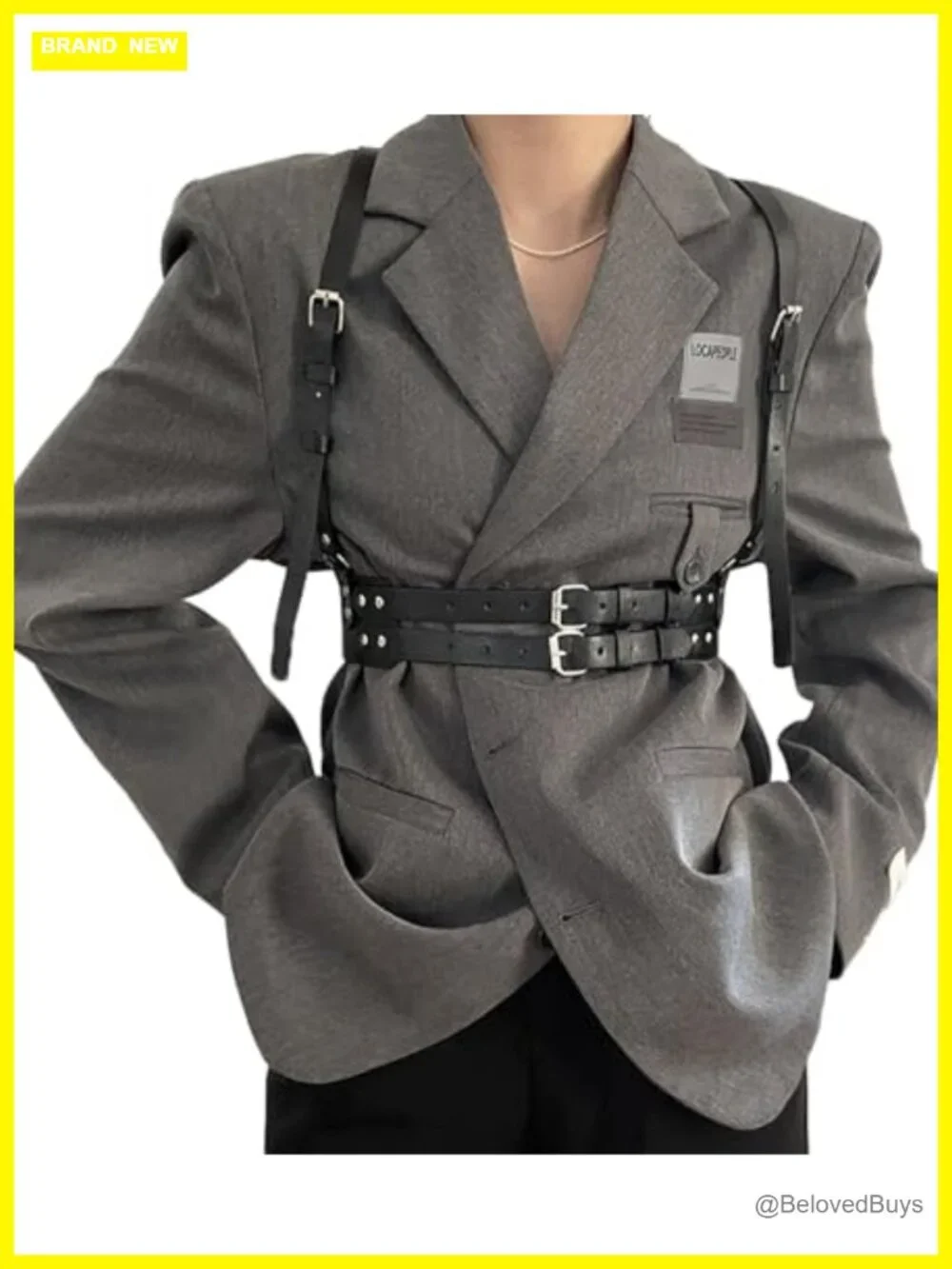 Women's Faux Leather Punk Harness Belt Adjustable Waist Gothic Body Harness Top